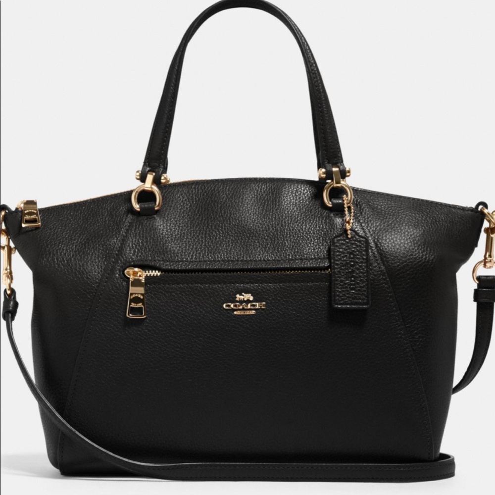 Original Coach Satchel Hand Bag Black Gold